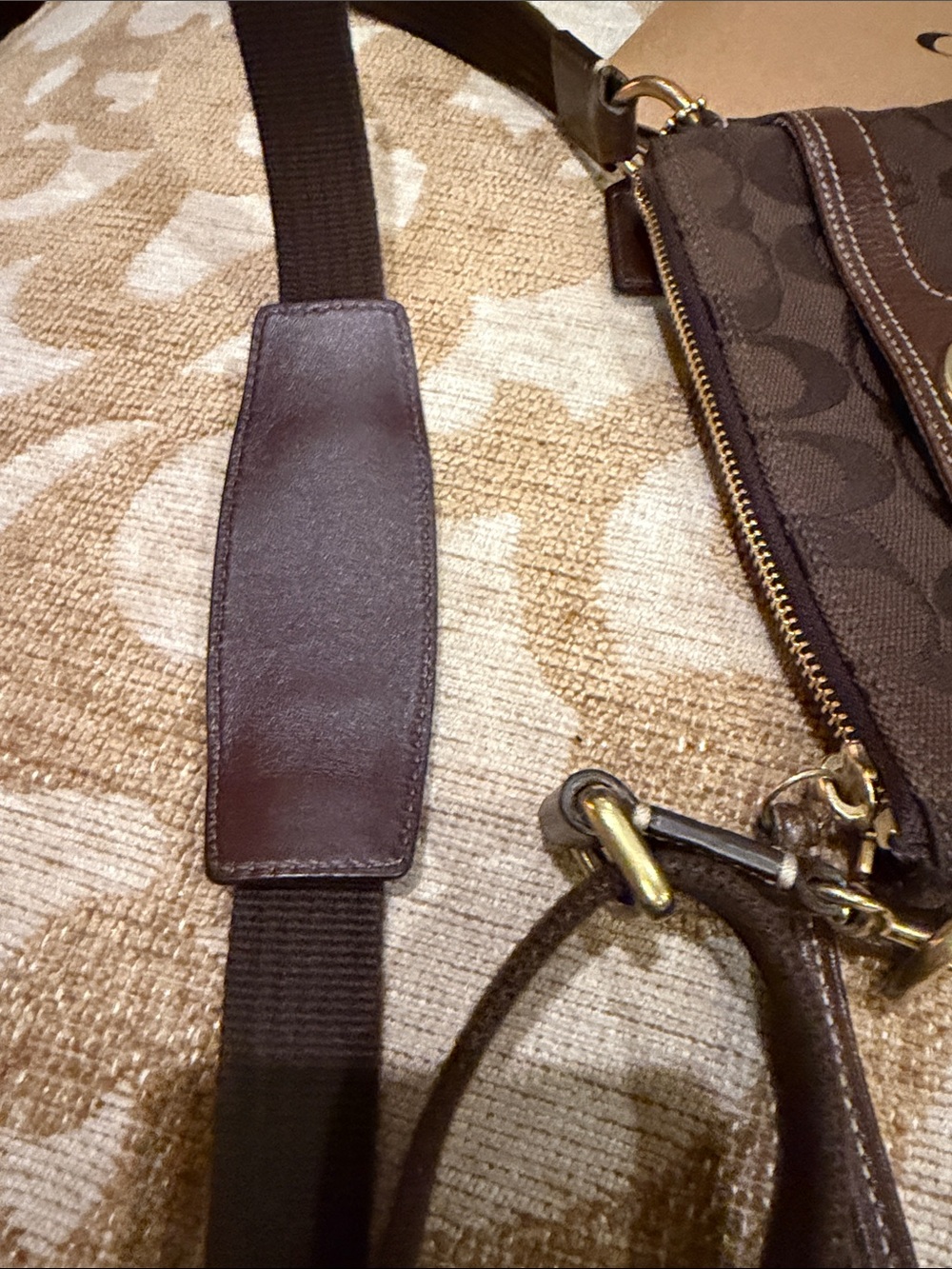 Coach Brown Signature Messenger Crossbody Bag with Gold-Tone Hardware - Picture 6 of 11